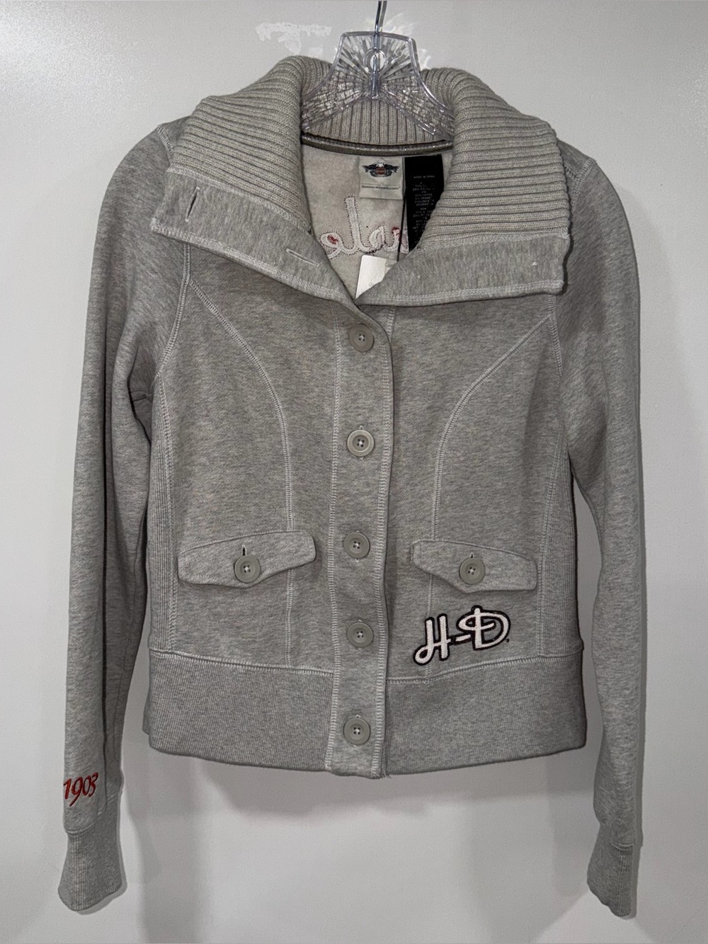Harley-Davidson Knit Button up Cardigan with Embroidered Script